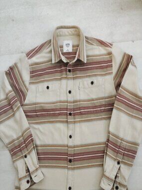 Katin USA Sierra Flannel Shirt Heavyweight Cotton Tan/Maroon Size- XL (Tagged M)